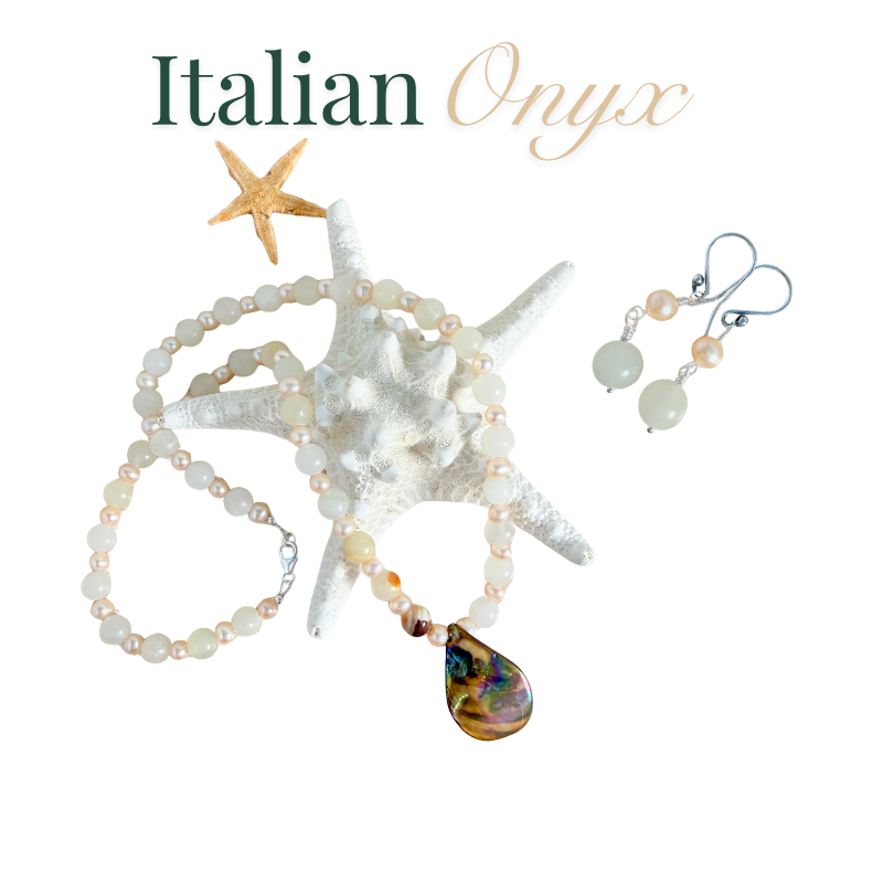 Italian Onyx Necklace and Earrings